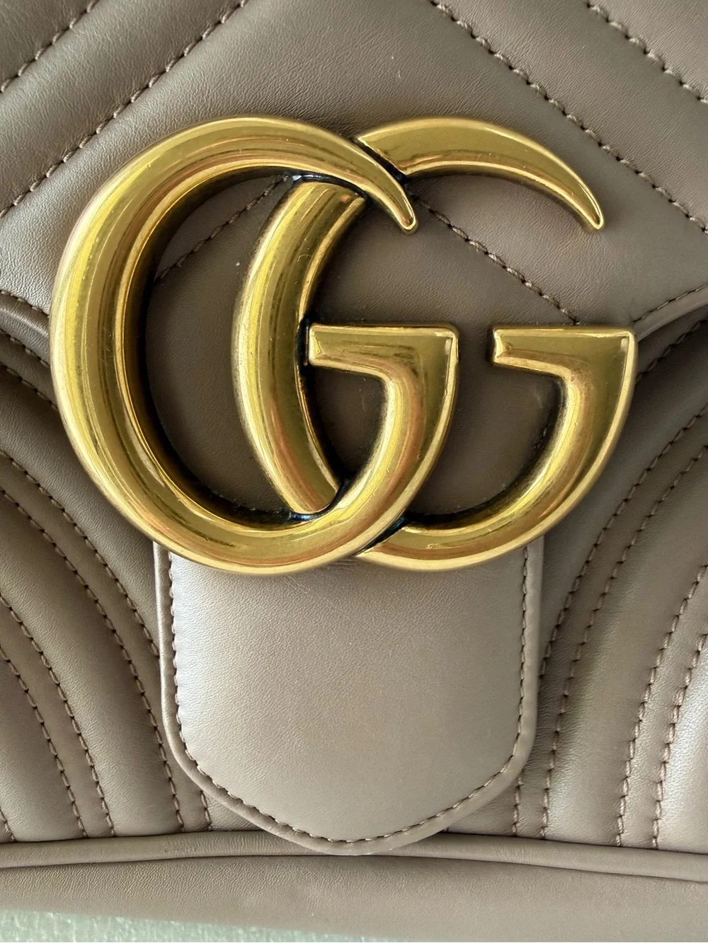 Authentic Gucci GG Marmont Medium Matelassé Shoulder Bag taupe FULL SET flap bag - Picture 3 of 16